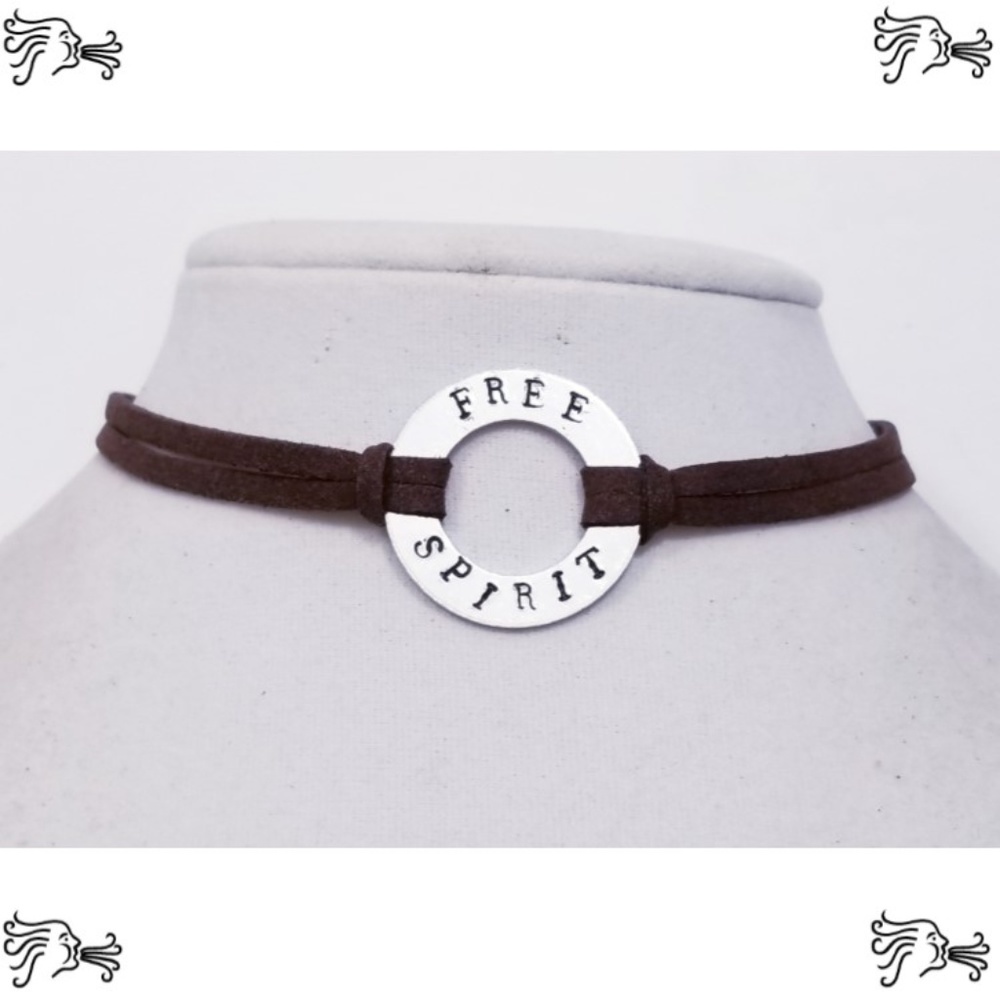 Free Spirit Silver Hand Stamped Washer Choker